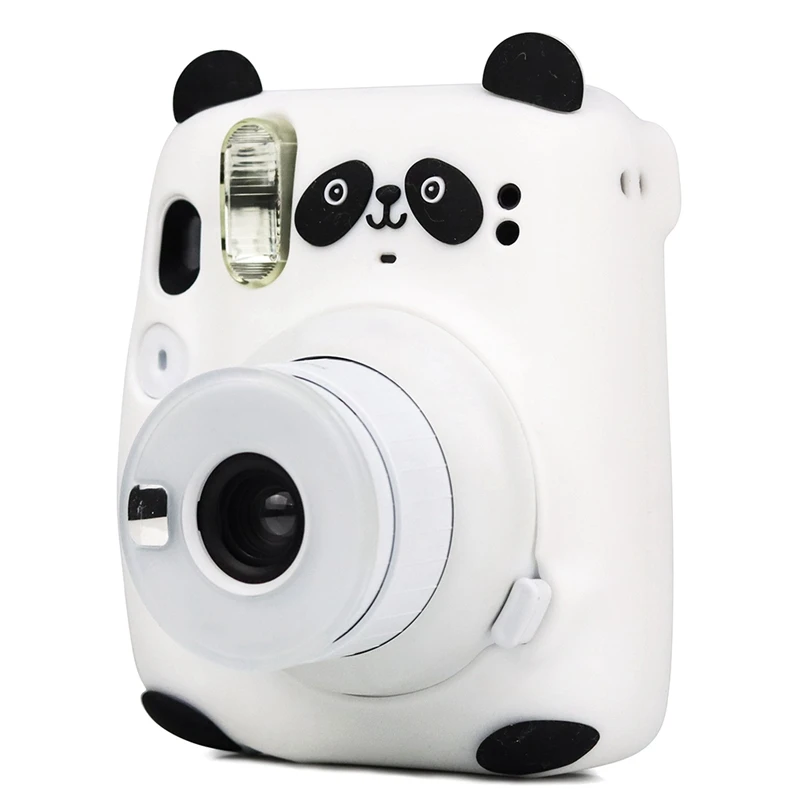 Mielas Animacinių filmų Panda Bear Minkšto Silikono Apsaugos Kameros Padengti Nešiojimo Krepšys Instax Mini 