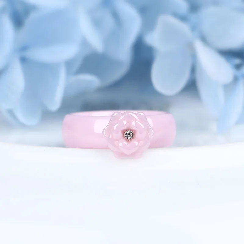 Mielas Žiedai, Papuošalai Su Pink Gėlių Vieną Bling Kristalų Pilnas Rožinės Spalvos Keraminiai Žiedai Niekada Išnyks Sveikas Medžiagos Vestuviniai Žiedai Dovana