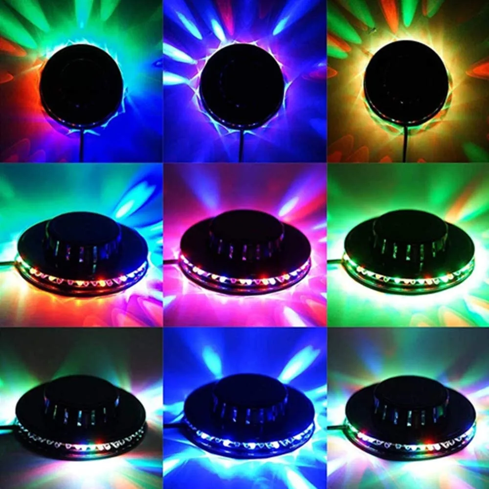 Mini UFO 48 LED Strobe Scenos Šviesos Balso Kontrolės Spalvotų Sukasi šalis, Diskoteka Žiburiai Kalėdų ktv Fono Sienos Šviesos