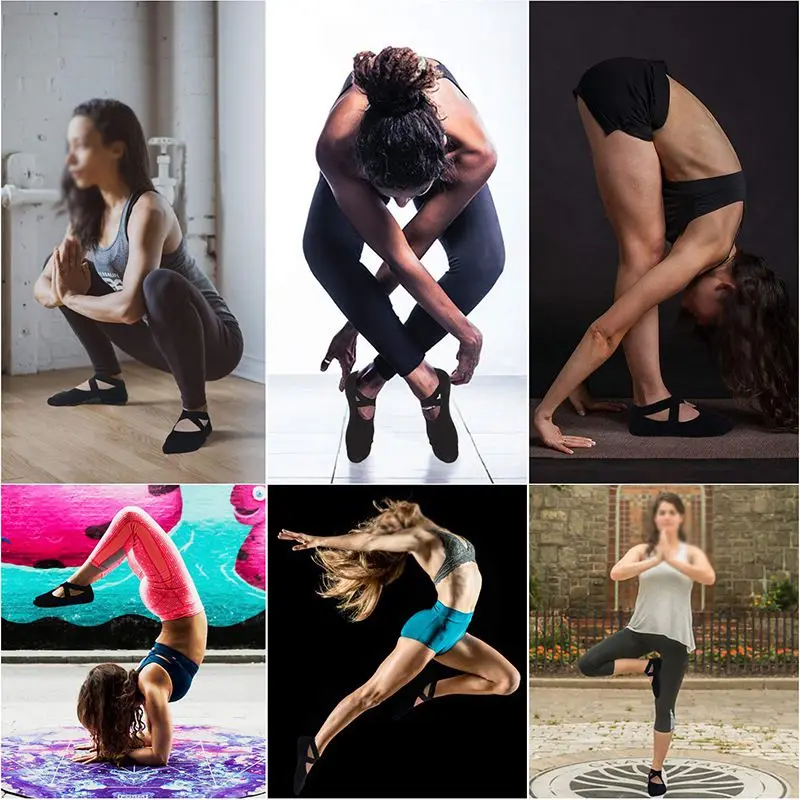 Moterų Joga Anti-slip Kojinės Backless Silikoninis neslystantis Kojinės Ponios Baleto Šokių Salė, Fitneso Pilates Medvilnės Kojinės