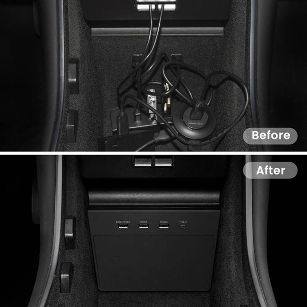 Multi USB Hub 5 Uostuose SSD Disko Automobilio Salono Konsolė Kit Car Accessories Už Tesla Modelis 3 Modelis-C Įkrovimo Pagalvėlę Jungtis
