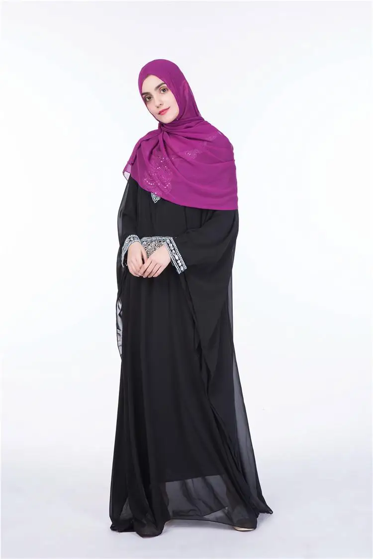 Musulmonų Arabų Šifono Suknelė Kaftan Maxi Skraiste Suknelė Moterims Siuvinėjimo Ilgomis Rankovėmis Turkijos Suknelė Dubajus Maroko Abaja Islamo Apranga