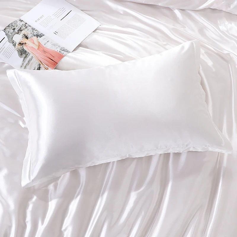 NAUJĄ minkštą baltą pagalvės užvalkalą 48x74cm satino užvalkalas plaukams Šilko Pagalvė padengti Namų puošybai