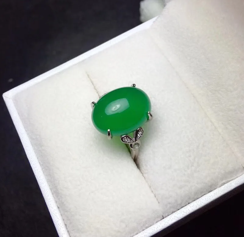 Natūrali žalioji chalcedony žiedas, gražios spalvos, gražus smaragdas gražus, 925 sidabras, piršto žiedo dydis paramos pritaikymas savo reikmėms