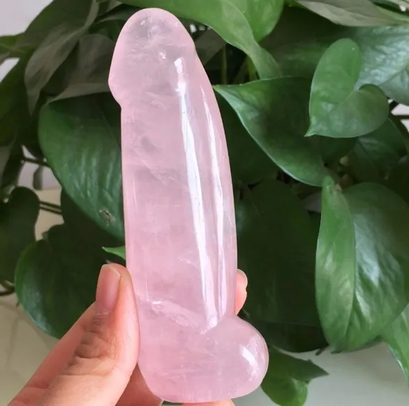 Natūralus rožinis kristalas ranka raižyti kvarco kristalo masažas