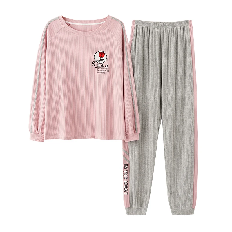 Naujas Kawaii Sleepwear Moterų Medvilnės Pižama Rožinė Pijama Moterų Namų Drabužių Pyjama Mergaitėms Mielas Ištaigingas Dėvėti Rudenį Pajama komplektai