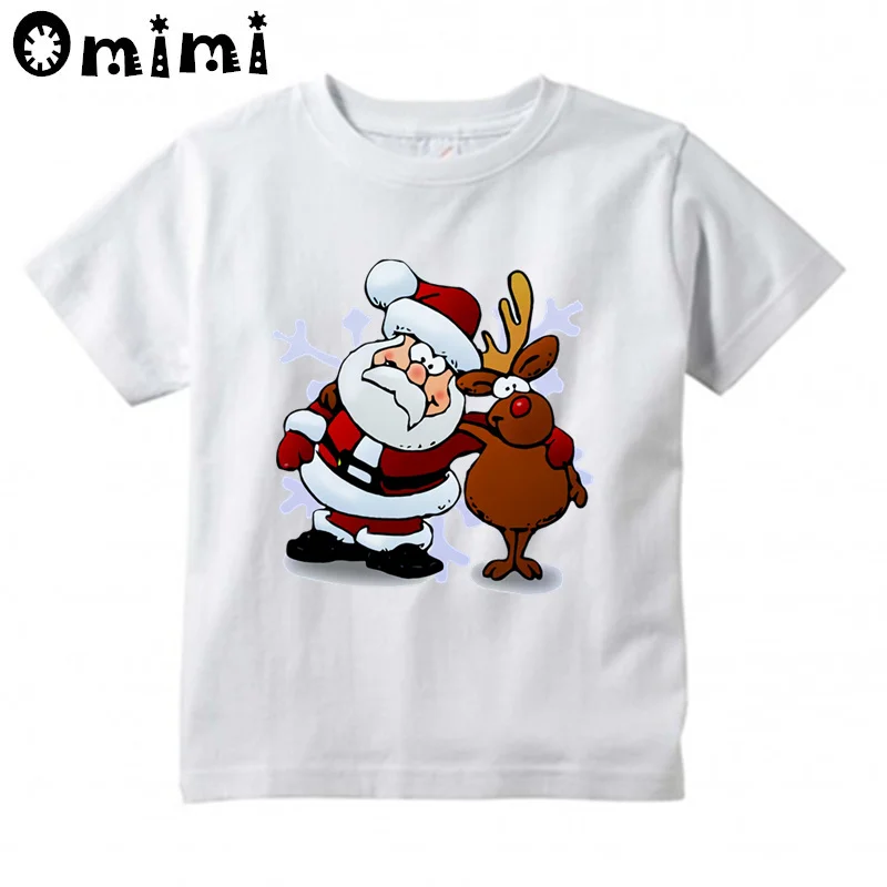 Naujas kawaii elnių marškinėliai Vaikas Linksmų Kalėdų trumpomis Rankovėmis t-shirt Vaikų Baltos spalvos Marškinėlius Mergaitė Berniukas Viršūnes drabužiai