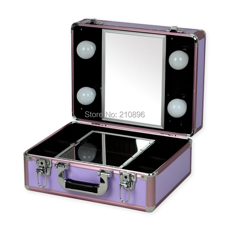 Naujo Tipo Nešiojamų makiažas atveju su šviesos lengvas makiažas dėžutė su veidrodžiu 5 spalvų