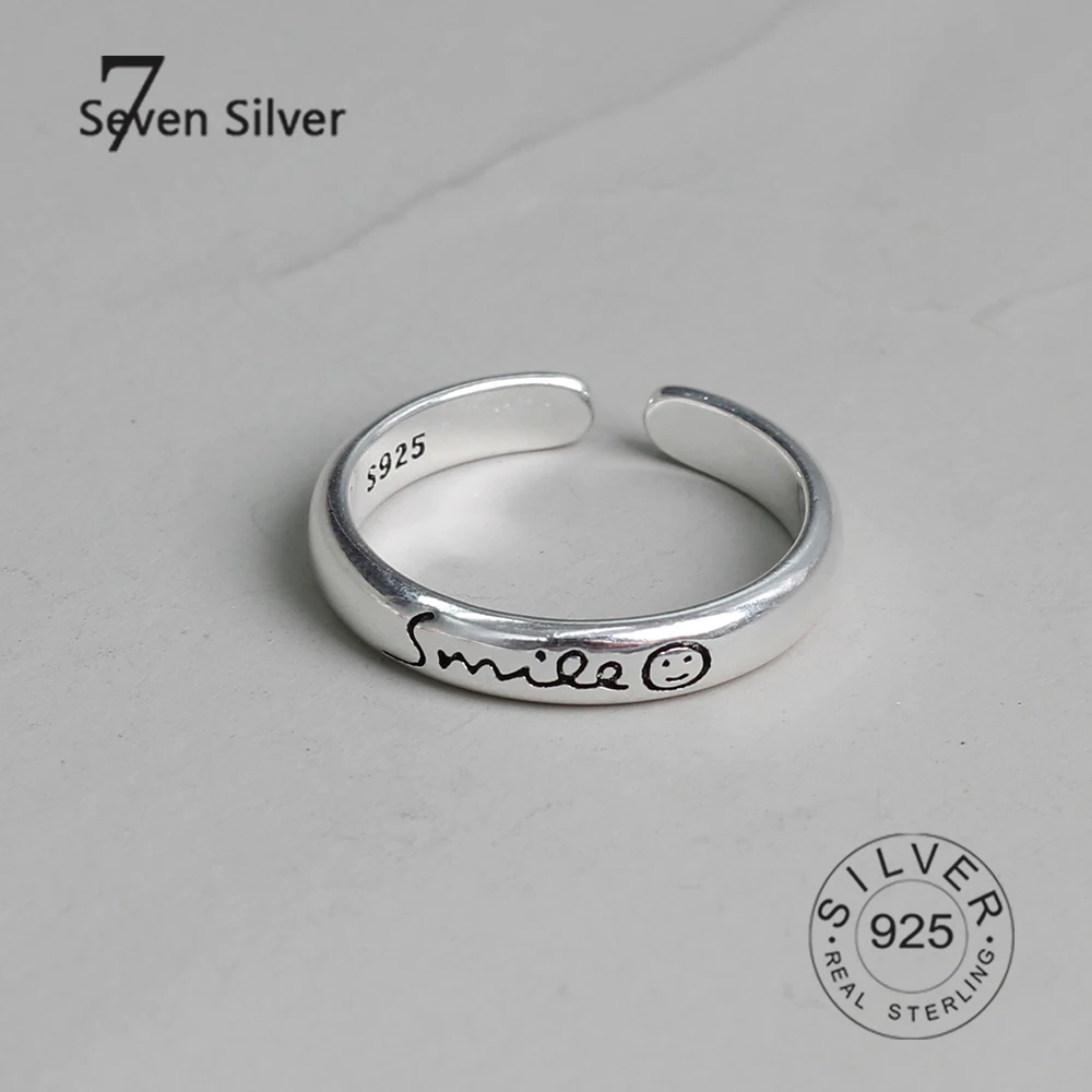 Nekilnojamojo 925 sterlingas sidabro piršto šypsena raidžių žiedai moterims, Madingų fine Jewelry Didelio Aukščio Antikvariniai Žiedai Anillos