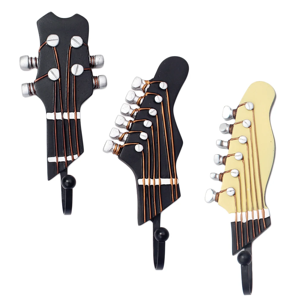 Nustatyti 3 Gitaros Galva Sienos Kabliukų Muzikos Dekoratyvinis Kabykla Kailio Kepurę