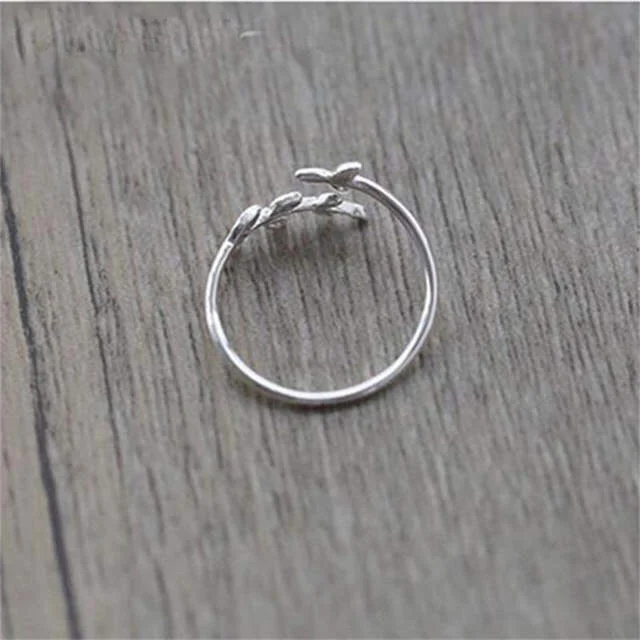 Pasirinktinį Pavadinimą Nekilnojamojo S925 sterlingas sidabro subtilus šakos, lapai žiedas Asmeninį tendencija reguliuojamas žiedo aukštos kokybės
