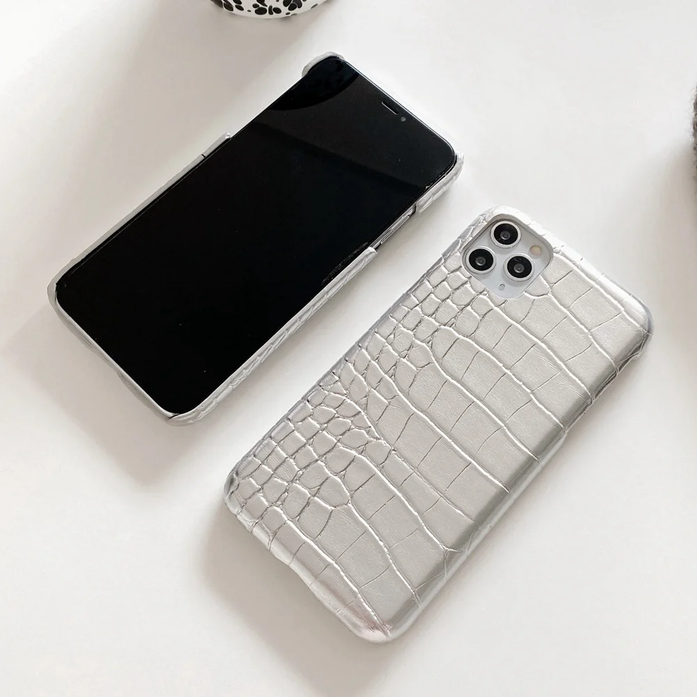 Prabangus Sidabro Krokodilo Odos PU Oda Telefono dėklas Skirtas iPhone 12 X Mini Xs XR 11 Pro Max 7 8 Plus SE 2020 iPhone11 Padengti Krepšys