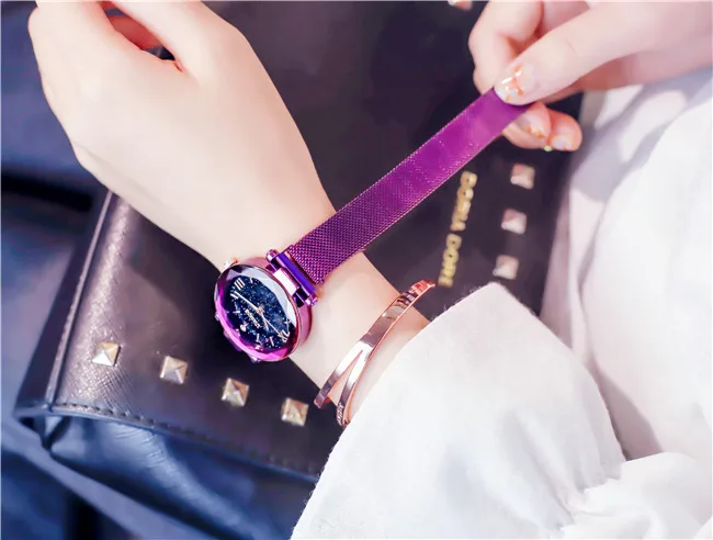 Prekės Ulzzang Relogio Žvaigždėtas Dangus Magnetas Sagtis Moterų Laikrodžiai Elegantiškas Daugiakampio Suknelė Žiūrėti Moterų Kvarcinis Laikrodis Bayan Kol Saati-21