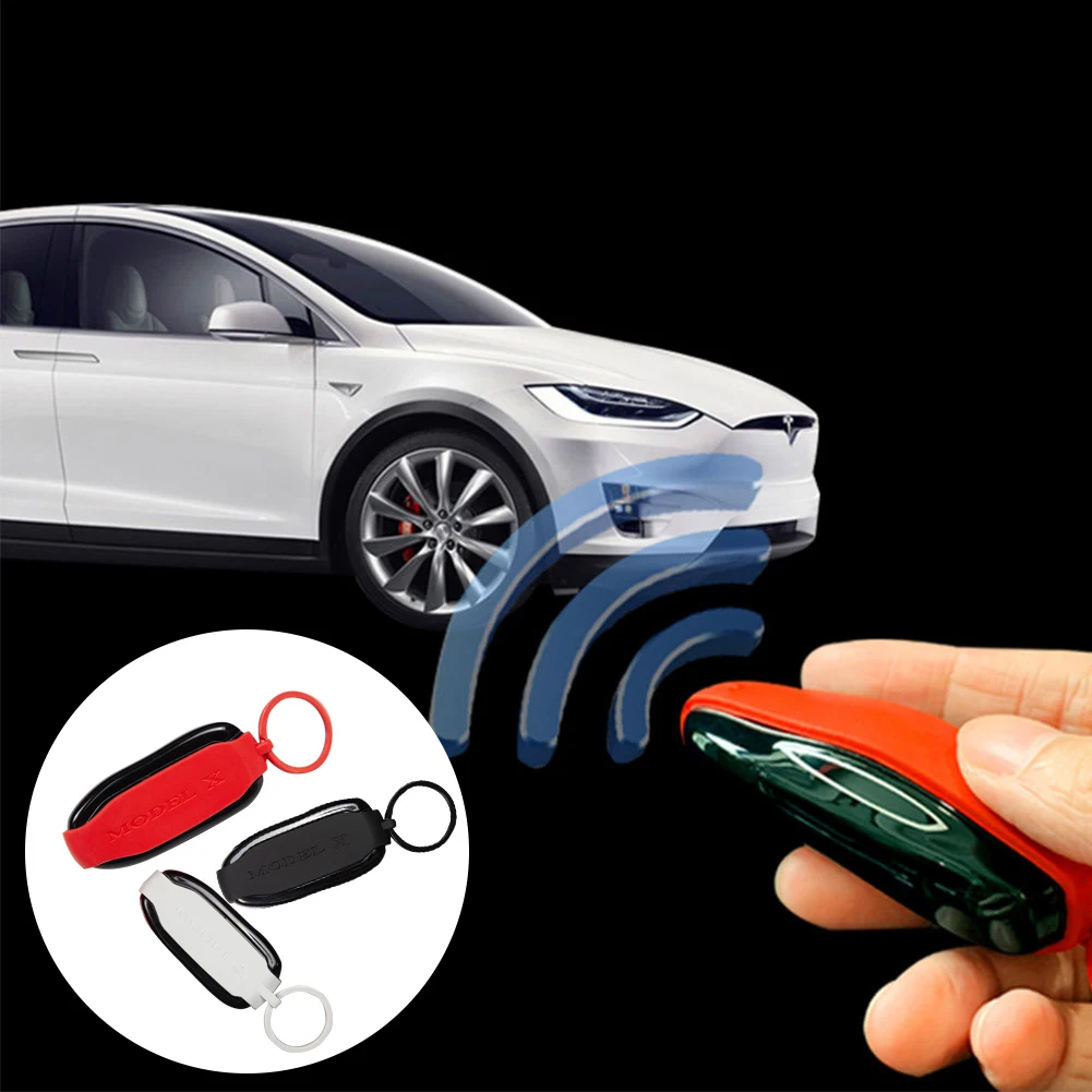 Priedai Silikono Žiedas Su Praktinių Minkštas Automobilių Apsaugos Nešiojamų Raktas Fob Padengti Apsauga Nuo Dulkių Dekoracija Tesla Model X 3 S