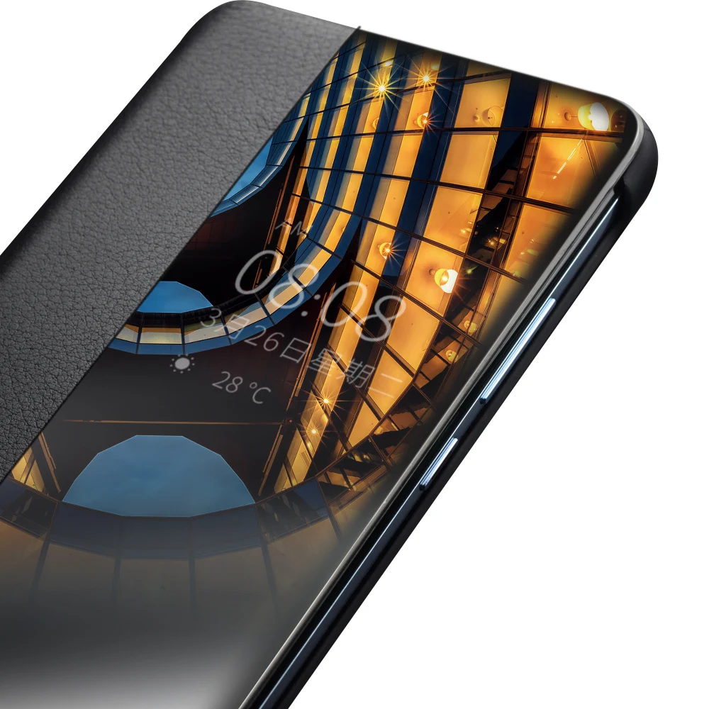 QIALINO natūralios Odos Ultra Plonas Flip Case for Huawei 30 Pro 6.47 colių Rankų darbo Telefono Dangtelį su Smart View 