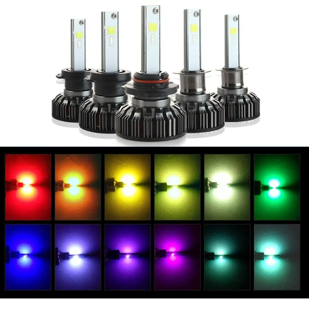 RGB Žibinti Automobilių H1 H3 H4 H7, H13 LED Spalvinga 