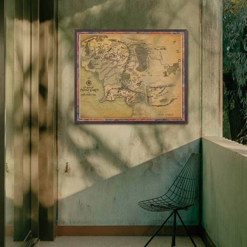 Retro Middle Earth Kraft Popieriaus Žemėlapį Tapybos Spausdinimo Ant Drobės Plakatai Ir Spausdina ant Viešpaties Sienos Nuotraukas Gyvenimo Kambario Dekoro