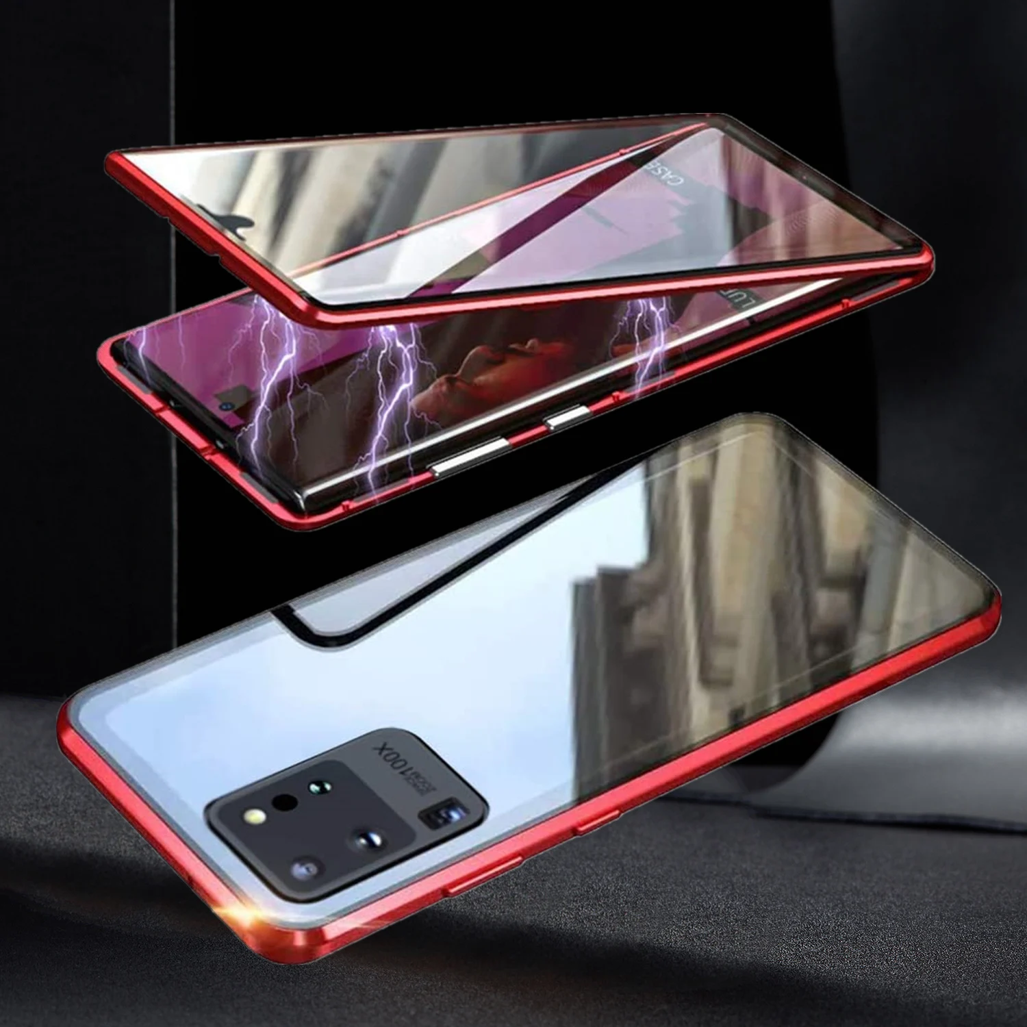 S20 + Magnetinio Adsorbcijos Metalo Case for Samsung Galaxy S20 Ultra Plus Atveju su Grūdinto Stiklo danga Built-in Screen Protector