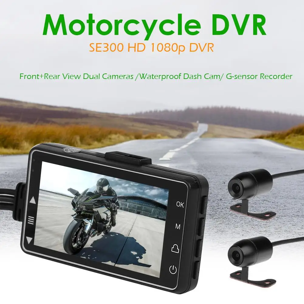 SE300 Motociklo DVR Priekiniai+Galiniai Peržiūrėti Brūkšnys Kamera Motociklo Brūkšnys Cam Vaizdo įrašymo Priekiniai Galinio vaizdo Vandeniui Motociklo Kamerą