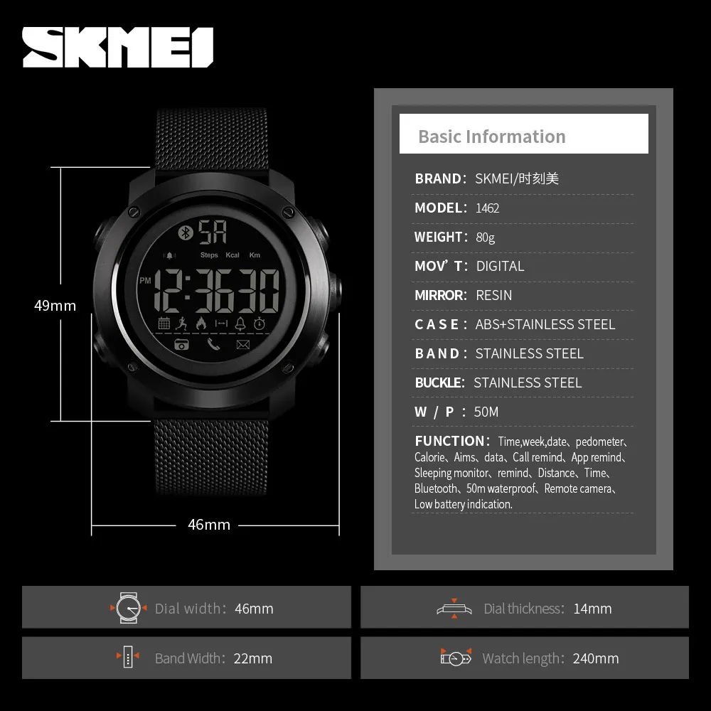 SKMEI Sporto Smart Watch Vyrų Kalorijų Pedometer 