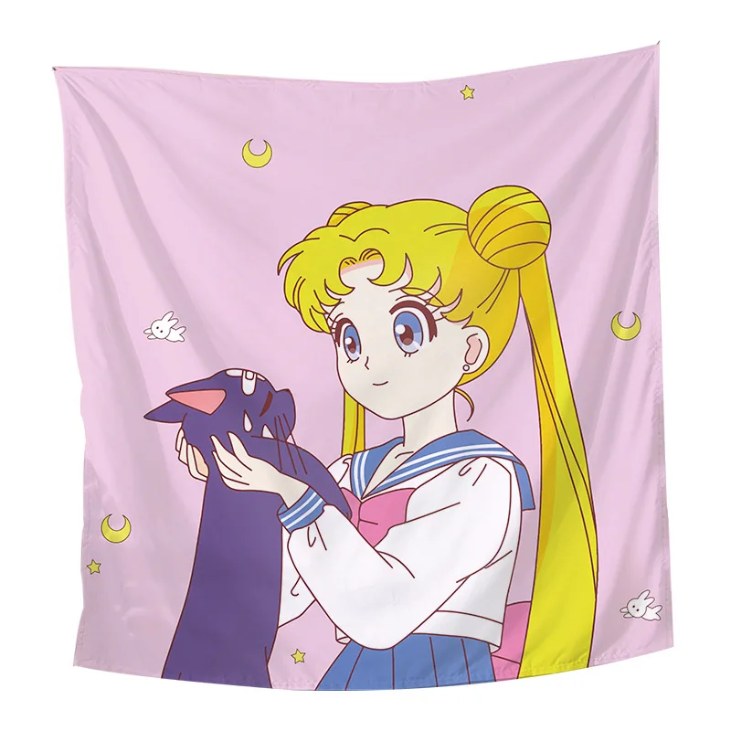Sailor Moon Gobelenai Anime Sienos Kabo Princesė Usagi Tsukino Gobelenas Jogos Kilimėliai Paplūdimio Rankšluostį Namų Svetainės Papuošalai