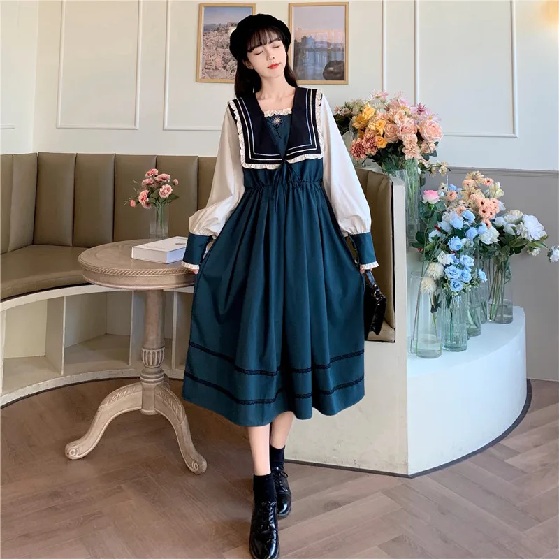 Saldus Lolita Dress Moterų Pavasario Elegantiškas Dizaineris Šalies Midi Suknelė Moterų Atsitiktinis Slim Kawaii Japonijos Korėjiečių Suknelė Moterims 2021 Naujas