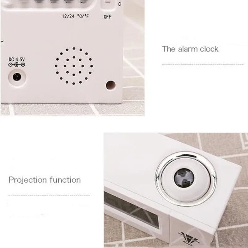 Skaitmeninis Laikrodis-Žadintuvas Projekcija, Balso Aktyvuota Indukcijos Kalendorius Temperatūra Naktį Ekranas LED Stalo Laikrodis Su USB Laidu