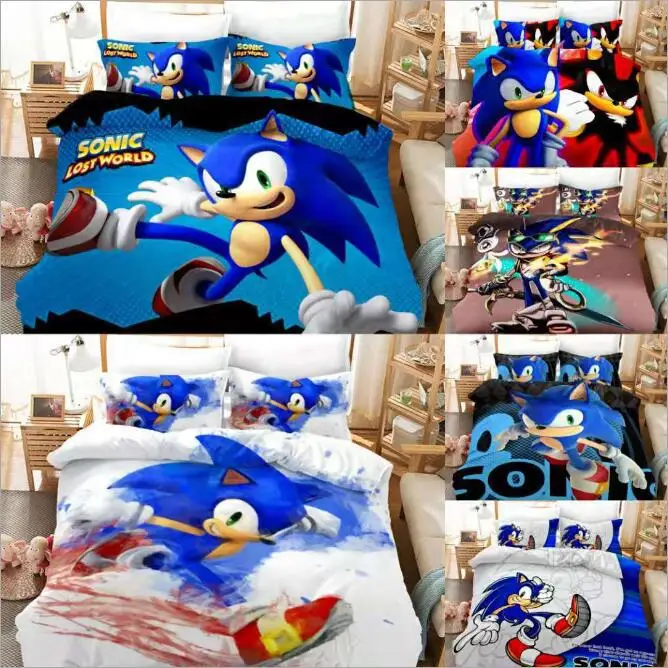 Sonic The Hedgehog Karalius Dydžio Patalynės Komplektas Antklode Padengti Užvalkalai Patalyne, Lova, Patalynė Vaikams, Suaugusiems, Twin Visą Karalienė King Size