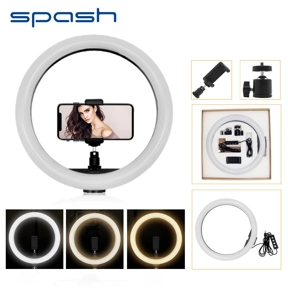 Spash 12 colių LED Žiedo, Šviesos, Fotografijos Apšvietimo Pritemdomi 2700K/5500K CRI90 12W USB Žiedinių Lempos 