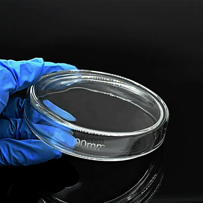 Stiklo Petri Lėkštelę 90 mm aukščio Borosilikatinio Stiklo Storio Kultūros Patiekalas Aiškiai ir Sklandžiai Laboratoriniai stikliniai Indai Atsispirti Aukštos Temperatūros 10 / PK