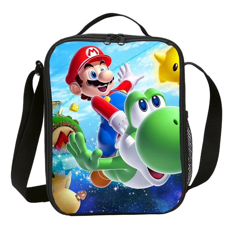 Super Mario Nešiojamų Šilumos Pietūs Maišą, Mergaitėms, Vaikams, Merginos Peties Maisto Picnic Cooler Bag Izoliuoti Priešpiečių Dėžutė Talpykla