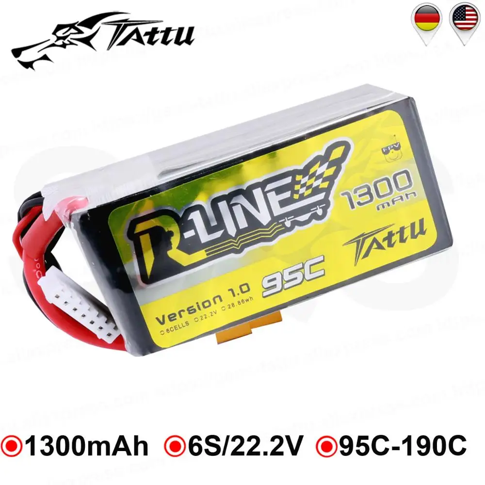 TATTU R Line Lipo Baterija 22.2 V, 1300mAh Lipo 6S 95C Baterija RC XT60 Plug Baterijas APVERSTI FPV RĖMO Drone FPV už Emax
