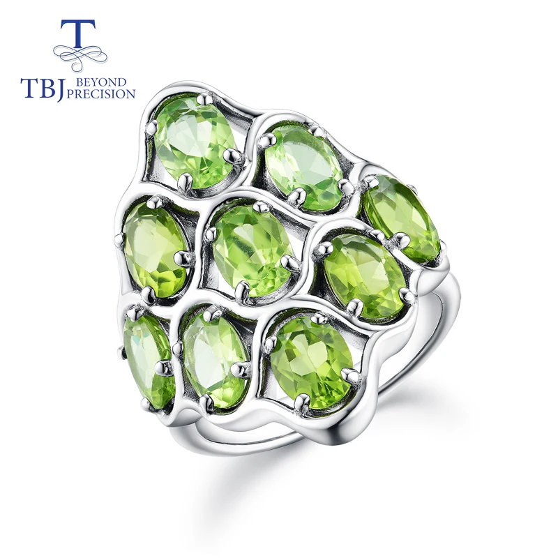 TBJ,925 sterlingas sidabro natūralus akmuo olivīns didelis dydis žiedai smulkūs papuošalai moteris osioms šalies dėvėti graži dovana