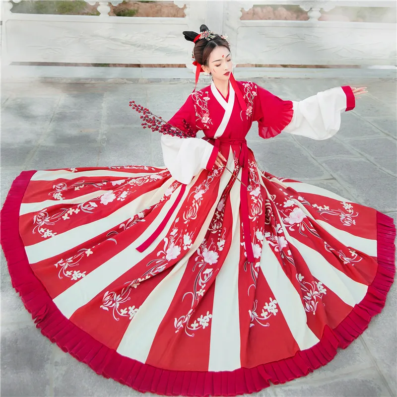 Tradicinis Kinų Hanfu Suknelė Moterims Han Dinastija Senovės Princesė Kostiumas Siuvinėjimo Rytų Tang Dinastijos Šokių Drabužiai
