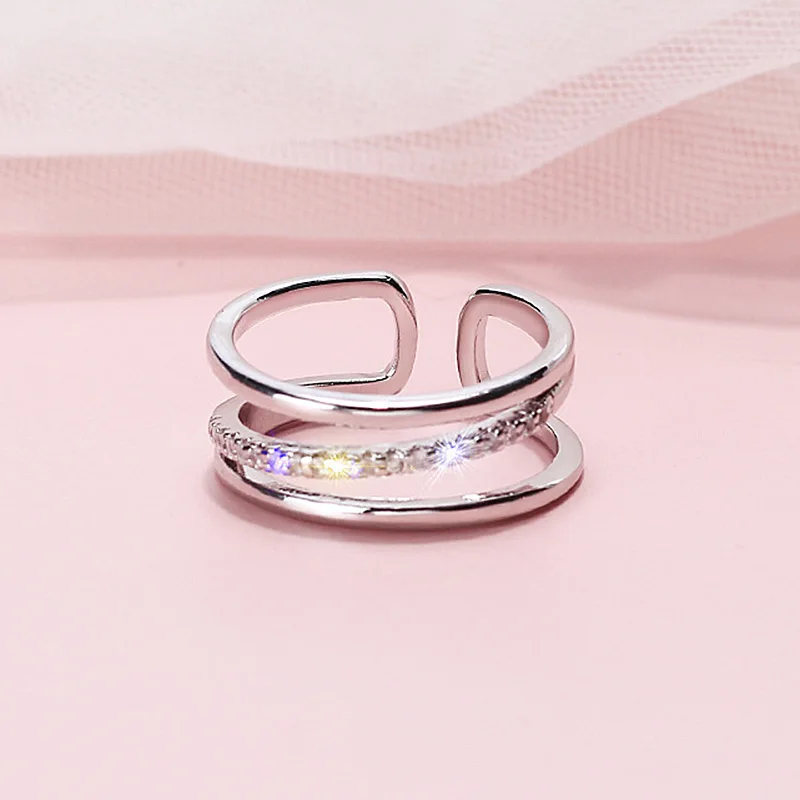 USTAR Naujas Kristalai Atidarymas, vestuvių Žiedai moterims Rose Aukso spalvos sužadėtuvių žiedai moterų Papuošalai Anel bijoux, reguliuojamo dydžio