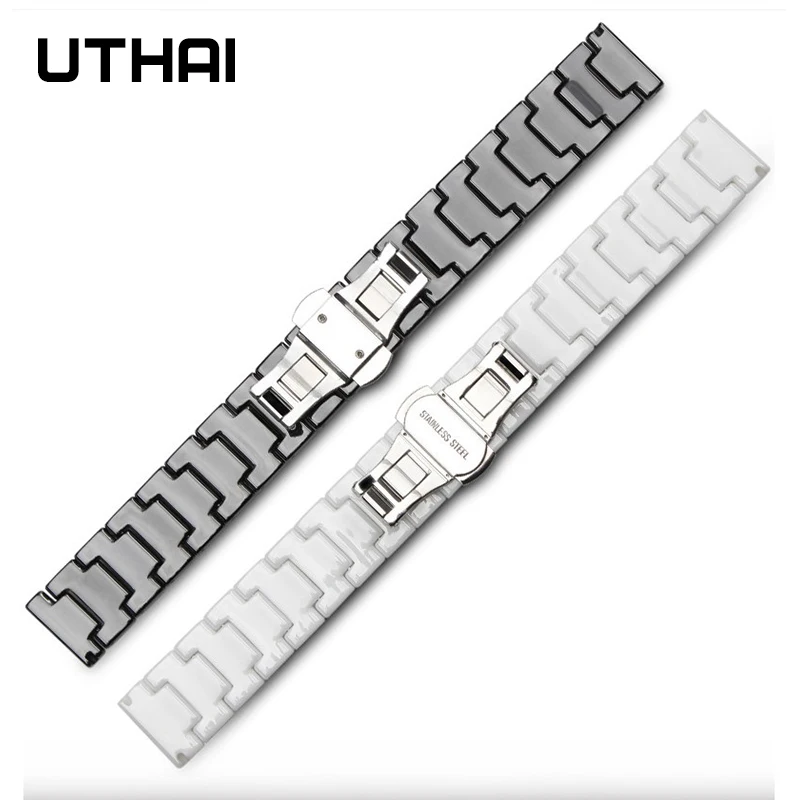 UTHAI C01 Keramikos Žiūrėti Dirželis 20mm galaxy žiūrėti 44mm watchbands samsung pavarų s2 S3 14-22mm