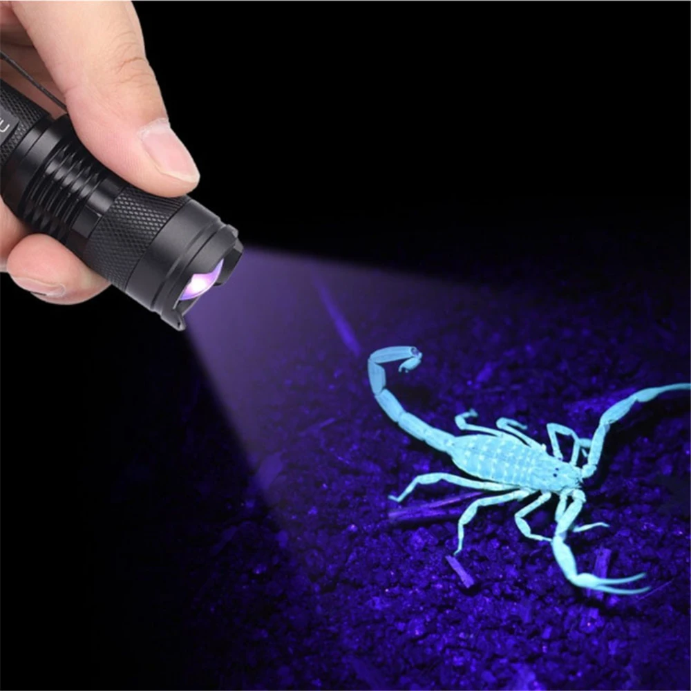 UV Žibintuvėlis ultravioletinės Šviesos 365nm Mini lED Juodas UV Žibintuvėlis Augintinio Šlapimo Dėmes Detektorius Skorpionas Medžioklės Naudoti AA Baterijos