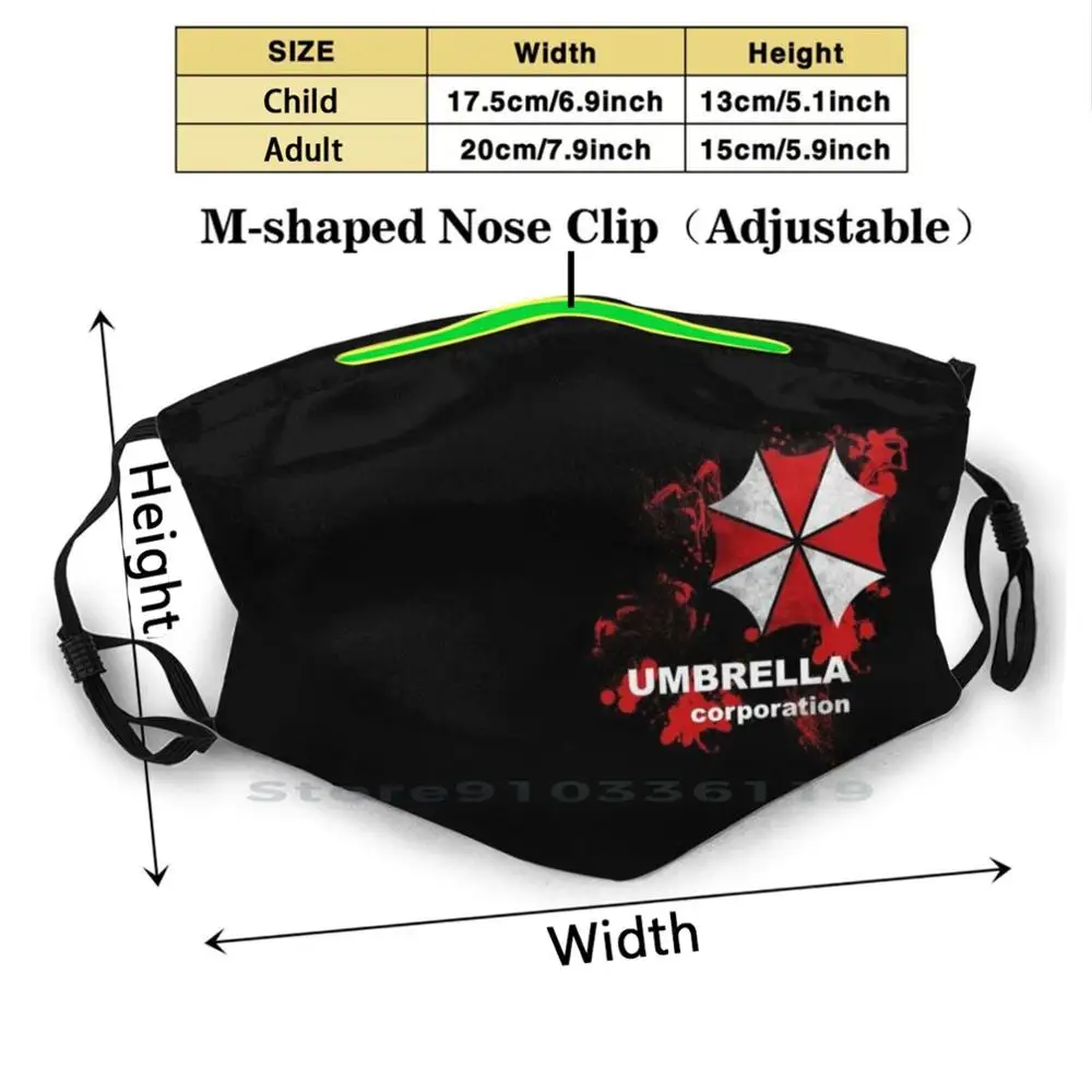 Umbrella Korporacijos Spausdinti Daugkartinio Naudojimo Kaukė Kd2.5 Filtras Veido Kaukė Vaikams Umbrella Korporacijos Umbrella Meškėnas Miesto Nemesis Re2 Re3