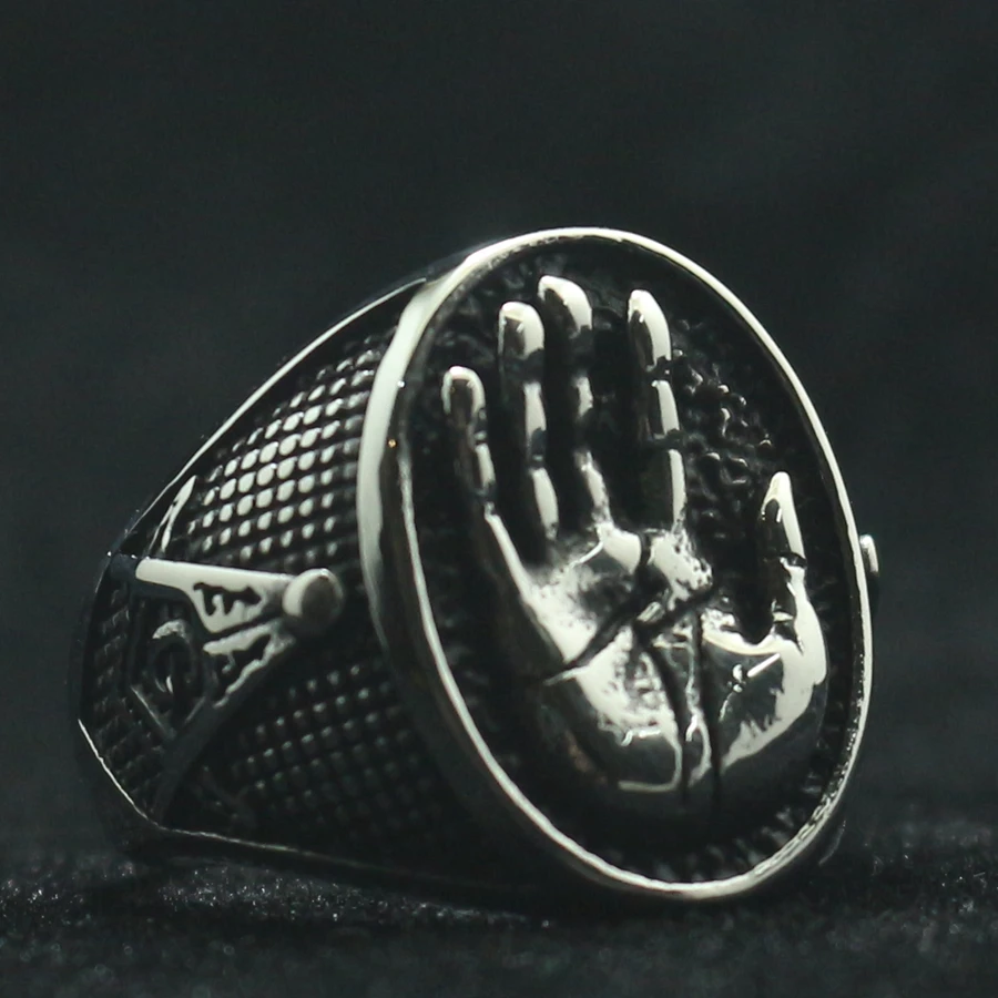 Unisex 316L Nerūdijančio Plieno, Punk, Gothic Freemasons Buda Palmių Naujausias Žiedas