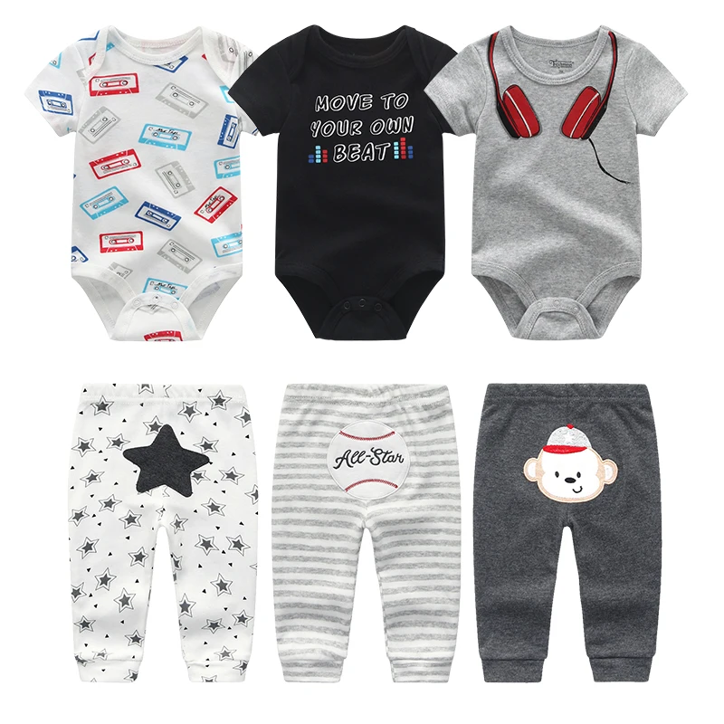 Unisex Naujagimiams Kūdikiams Berniukas Drabužius trumpomis Rankovėmis Medvilnės Jumpsuits +Ilgas Kelnes baby girl drabužių rinkiniai roupas de bebe