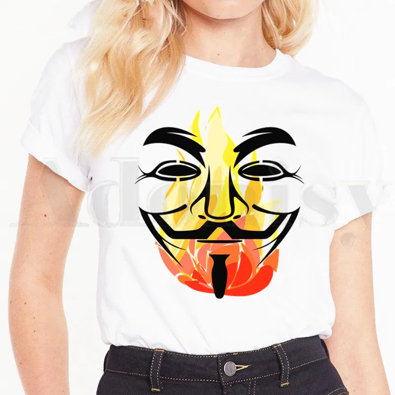 V for Vendetta Anonimas Nepaklusti Fawkes Vendetta Hakeris T Marškinėliai, moteriški marškinėliai trumpomis Rankovėmis Moteriška Viršūnes Tees Grafinis T Marškinėliai
