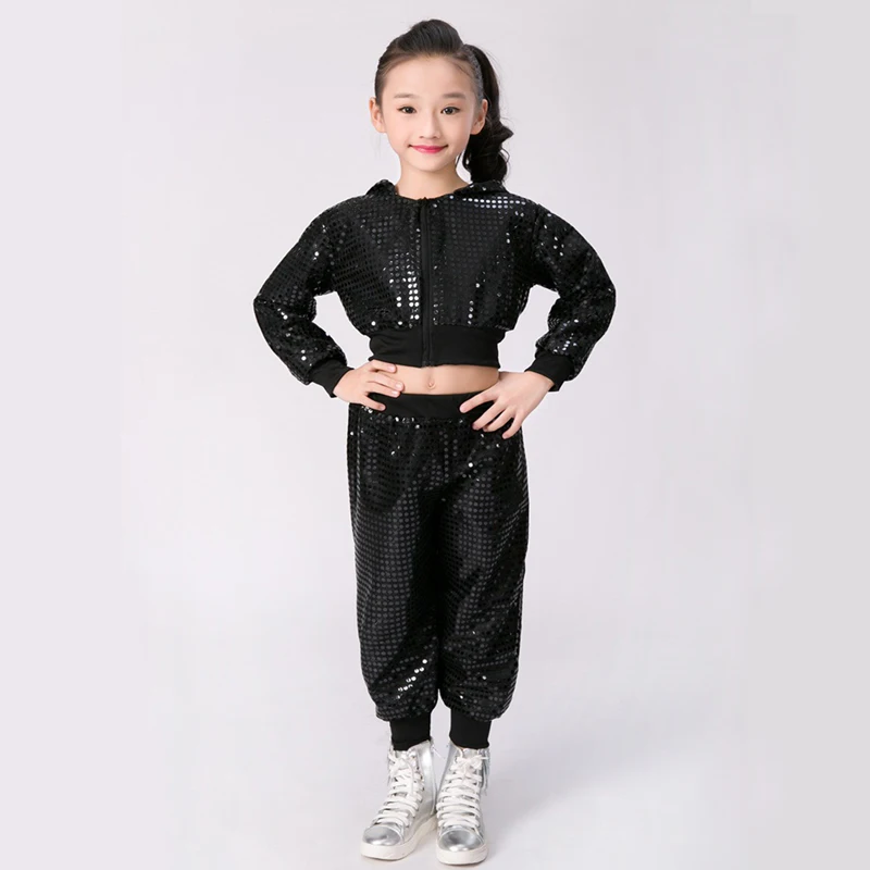 Vaikų veiklos drabužius kostiumas hip-hop Jazz blizgančiais vykdymo etapą šokių drabužius Cheerleaders kostiumai mergina JQ-323