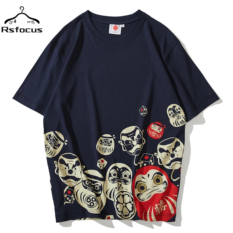 Vasarą Naujas Japonų Stiliaus Lucky Dharmos Kiaušinių Medvilnės trumparankoviai marškinėliai Harajuku t Shirts, Jaunimo, Vyrų Studentų Porų V15