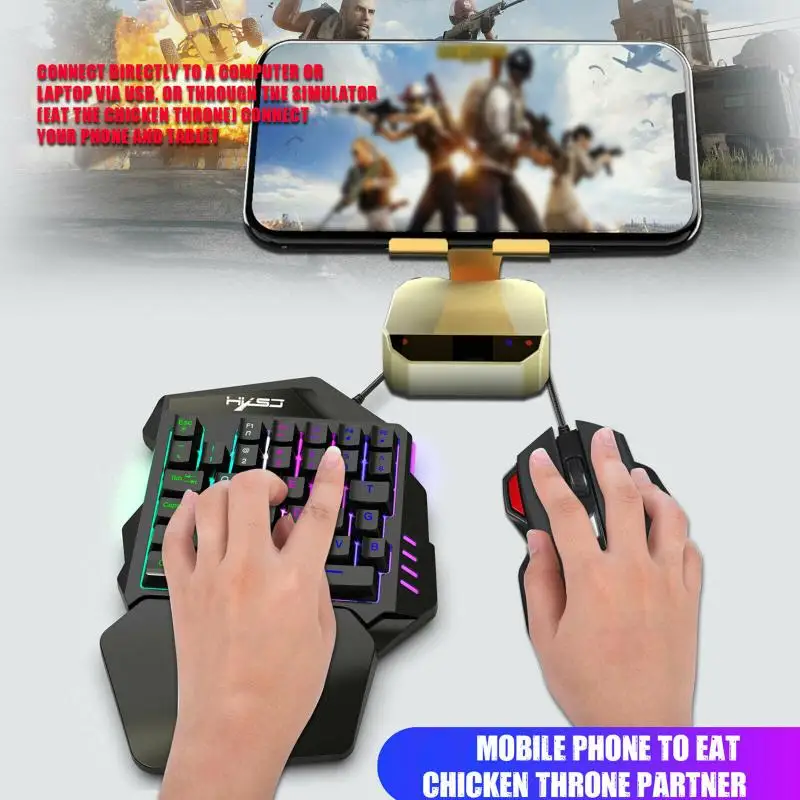 Viena Ranka Viena Ranka Žaidimų Klaviatūra 35 Mygtukai RGB Apšvietimu Nešiojamas Mini Gaming Klaviatūra Pelės Rinkinys, Skirtas PC, PS4 Xbox Gamer Už Pubg