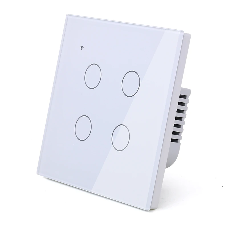 WIFI Touch Šviesos Sienos Jungiklis, Baltas Stiklas, Mėlyna LED Universalus Smart Home Telefonas Kontrolės 2 Gauja 2 Turas relay 