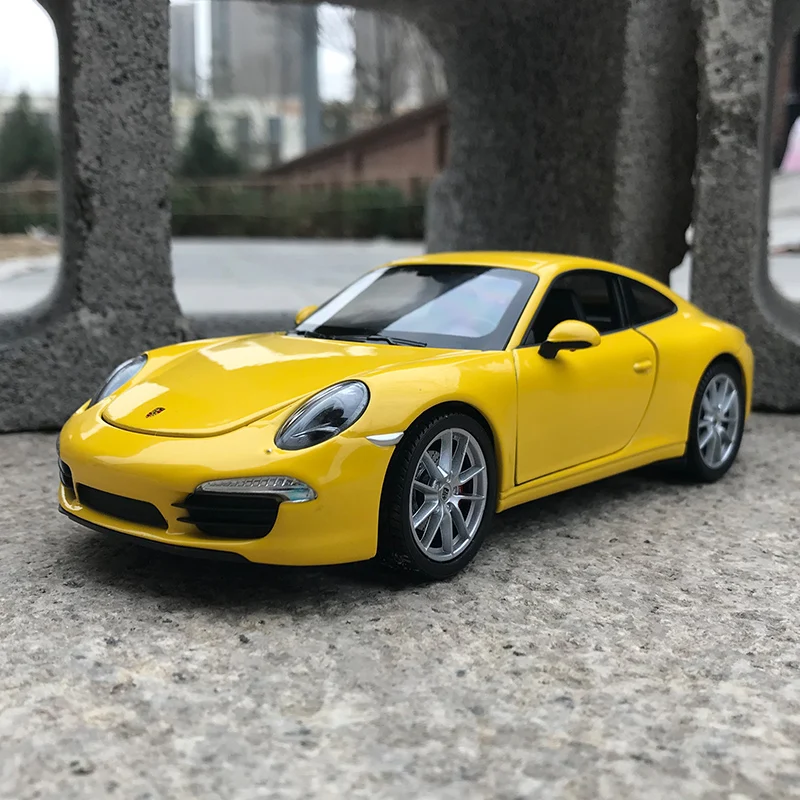 Welly 1:24 Porsche 911 CARRERA S geltonas lydinys automobilio modelį, lieto žaislas, automobilių surinkimo dovana ne nuotolinio valdymo tipas transporto žaislas