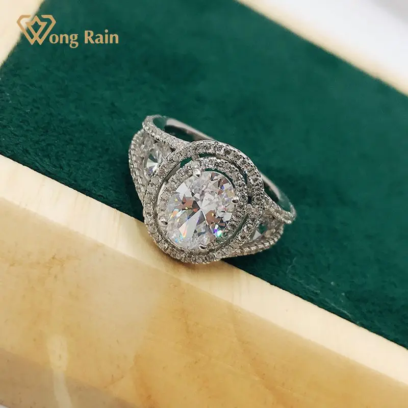 Wong Lietaus 925 Sterlingas Sidabro Turas Cut Sukurta Moissanite Deimantų Akmuo, Vestuvių, Sužadėtuvių Prabangūs Žiedai Smulkūs Papuošalai