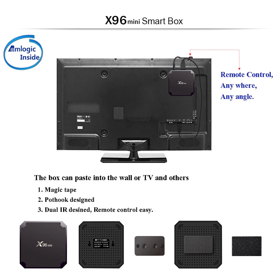 X96 Mini Tv Box 4K QHD HD Amlogic S905W Quad Core, 1G 2G 8G 16G Android 9.0 Smart Tv Box X96Mini Set Top Box