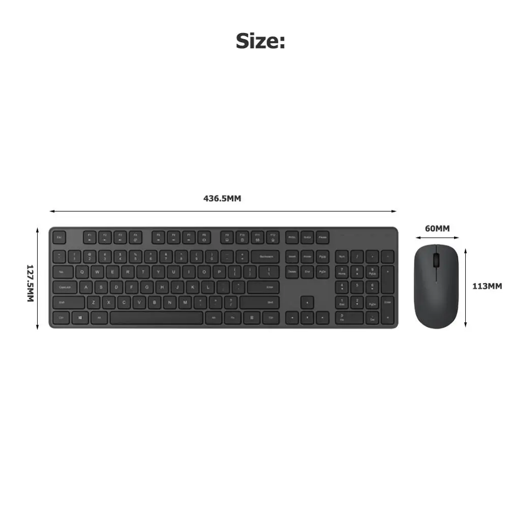 Xiaomi Belaidę Klaviatūrą, Pelę Nustatyti 2.4 GHz 104 Klavišai Klaviatūros Nešiojamų USB Imtuvas Mouse Combo 