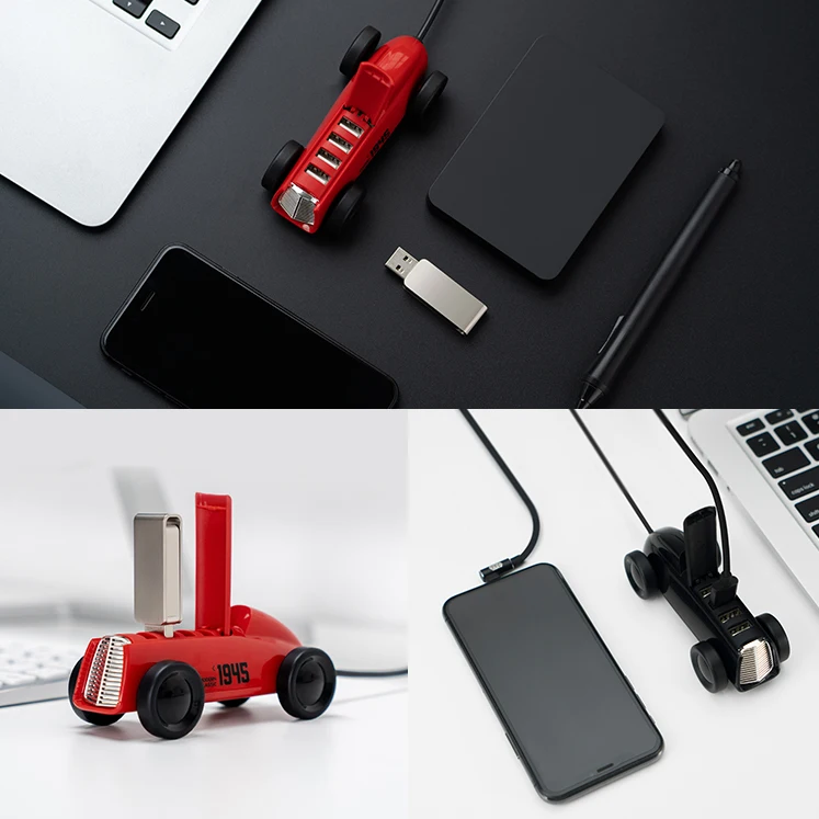 Youpin Bcase Senovinių Automobilių Dizaino USB 2.0 Hub Splitter Expander Adapteris, 4 Uostų Gyv Telefono/U Disko/bevielė Pelė/USB Įkrovimas
